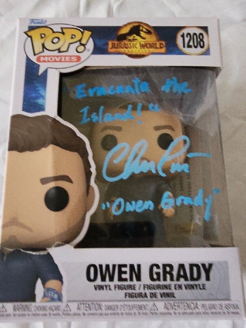 Chris Pratt signed Funko Pop! Vinyl: Owen Grady #1208 w/COA